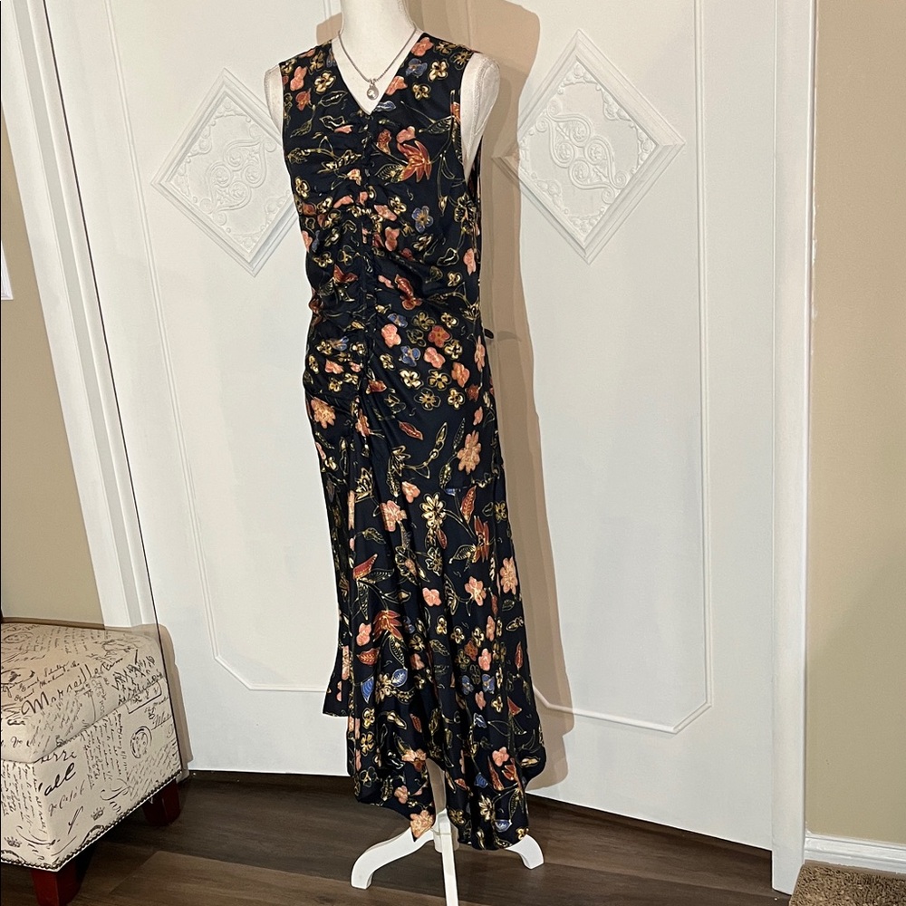 Ulla Johnson Black Floral Asymmetrical Dress